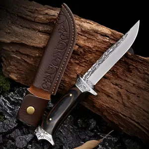 Multifunctional kitchen knife, cool men's knife, high quality 5Cr13mov steel multifunctional knife, vintage engraved leather case, multifunctional outdoor camping knife, gift for men Folding Nakiri Stainless Steel Knife