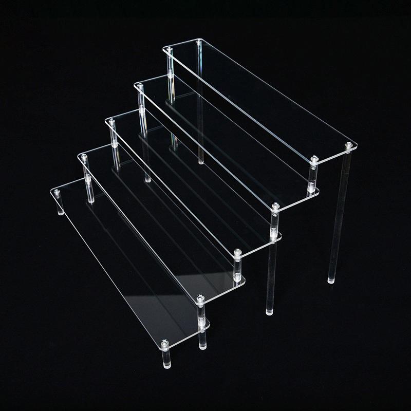 1-5 Tier Acrylic Display Risers Clear Shelf Doll Clay Figurine Display Stand for Desserts Perfume Organizer Showcase W-10