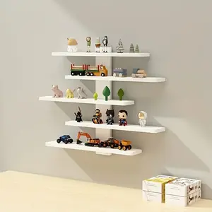 Adjustable wall-mounted display shelf, 5 layers, suitable for action figures, small building blocks and collectibles - modern home decoration storage shelf, can store dolls, statues and toys, practical shelf