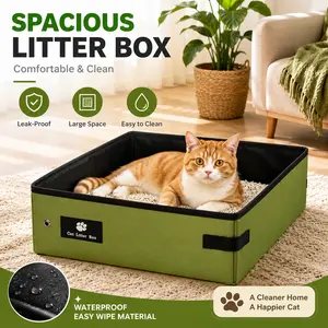 Foldable Waterproof Cat Litter Box – Portable Travel & Car Pet Toilet, Mobile Cat Tray, Outdoor Pet Potty