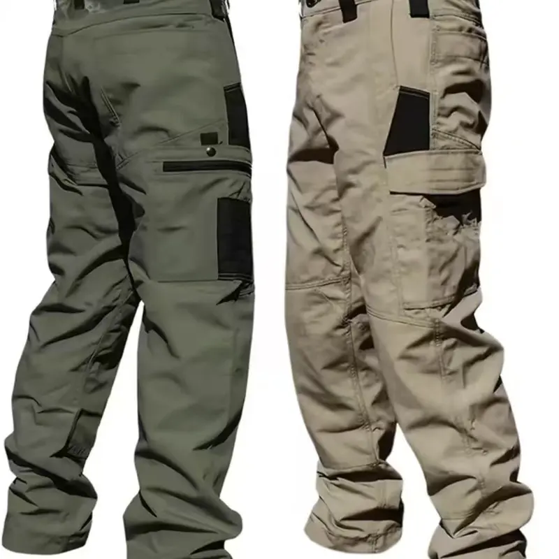 Men's 2-Pack Plain Military-Inspired Tactical Cargo Pants - Male Clothing, Clothes Products, Multi Attachment Pockets, Zipper Close, 230 GSM Durable Outdoor Training Trousers, Ideal for Hiking, Camping