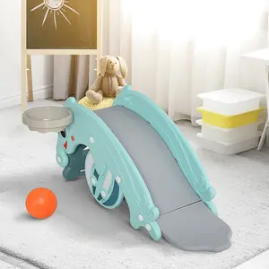 【US-based sellers】3-in-1 Frog Rocker Slide & Basketball Set – Toddler Activity Center for Indoor/Outdoor Play, Cute Riding Toy with Hoop, Baby Climbergglowup