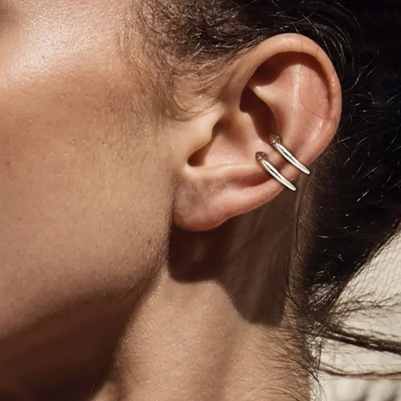 GTHIC Stainless Steel U-Shaped Ear Cuff Ear Clip, Minimalist Punk Earrings for Men & Women, Birthday Gift