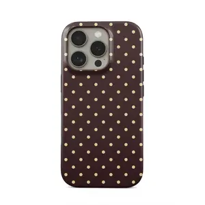 Brown polka dot iPhone case, suitable for iPhone17 ProMax,16Promax, Pro,plus,15,14,13.Premium phone case |   Shockproofprotective phone case | Smart phone case, a gift for girls