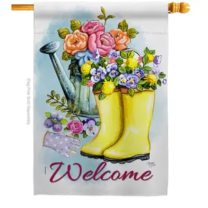 Breeze Decor  Spring Shower House Flag Floral 28 x 40 in. Double-Sided Decorative Vertical Flags for Decoration Banner Garden Yard Gift
