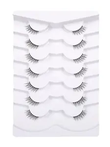 False Eyelashes Short Natural Half Lashes Wispy 3D Faux Mink Lashes Pack Soft Strip Fake Eyelashes 7 Pairs Multipack Makeup Cosmetic