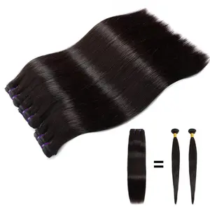 Beaufox Hair 12A Straight Human Hair Bundles 3/4 Hair Bundles Human Hair Extension Double Weft Natural Color Unprocessed Brazilian Virgin Hair Bundles
