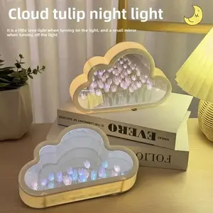 Tulip Cloud Sea of Flowers Handmade Decorative Light Creative Light Atmosphere Light Transparent Qixi Lovers Gift Desktop Decoration