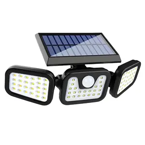 Outdoor solar flood lights, motion sensor lights, security lights with 3 adjustable heads, IP65 waterproof, with remote control, 180° wide lighting angle solar-powered lights for patio, yard, garage, entryways, porch, TikTokShop Black Friday