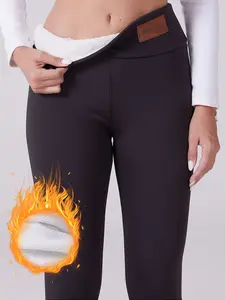 Women's Fall & Winter Velvet Elastic Bottoms, High-Waisted Warm Fitted Pants, Casual Thick Winter Underwear, Comfortable Daily Wear