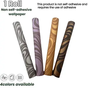 Modern Abstract Curve Texture Wallpaper Roll, 3D Visual Effect, Thick Non-Woven Fabric, 4 Colors Available, Suitable for Living Room Bedroom TV Background DIY Decor