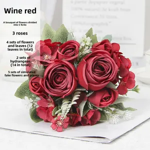 Artificial Flowers Kimberly Rose Fake Flowers Red Rose Wedding Hotel Floral Arrangement Decorative Flowers