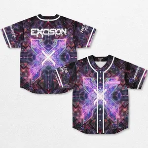 Excision Nexus Tour Baseball Jersey EDM Music Shirt, EDM Festival Family Gift, Unisex Breathable Men's Jersey, 420 Lover Graphic Shirt, Gift For Baseball Fan EDM Electronics Music