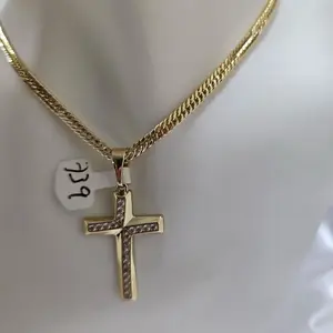 Dije de Cruz con Cadena unisex gold plated