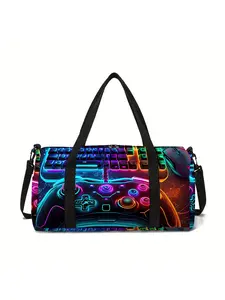 Gamepad pattern printed large-capacity travel duffel bag, portable storage bag, Fashion travel bag, Travel Duffle Bag