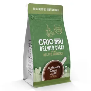 Crio Bru Brews Like Coffee Highlander Grogg - Light Roast - 100% Organic Coffee Beans - Beverage - Low in Carbs & Calories - 100% Cacao (Cocoa) Ingredients - Coconut, Dark