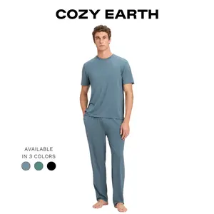 Cozy Earth Men’s First Layer Pajama Tee & Pant Set | Ultra-Soft Bamboo Viscose & Supima Cotton Lounge Set