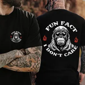 2 Side FUN FACT I DON'T CARE Chimpanzee Print Men's T-shirt