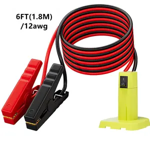 6FT 12AWG Jumper Cables Adapter Compatible Battery Adapter with Switch for Ryobi 18V Battery Adapter Portable Battery Jump Starter