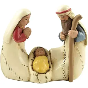 2.56 Inch Tall Miniature Holy Family Nativity Figurine Tabletop Scene Decoration