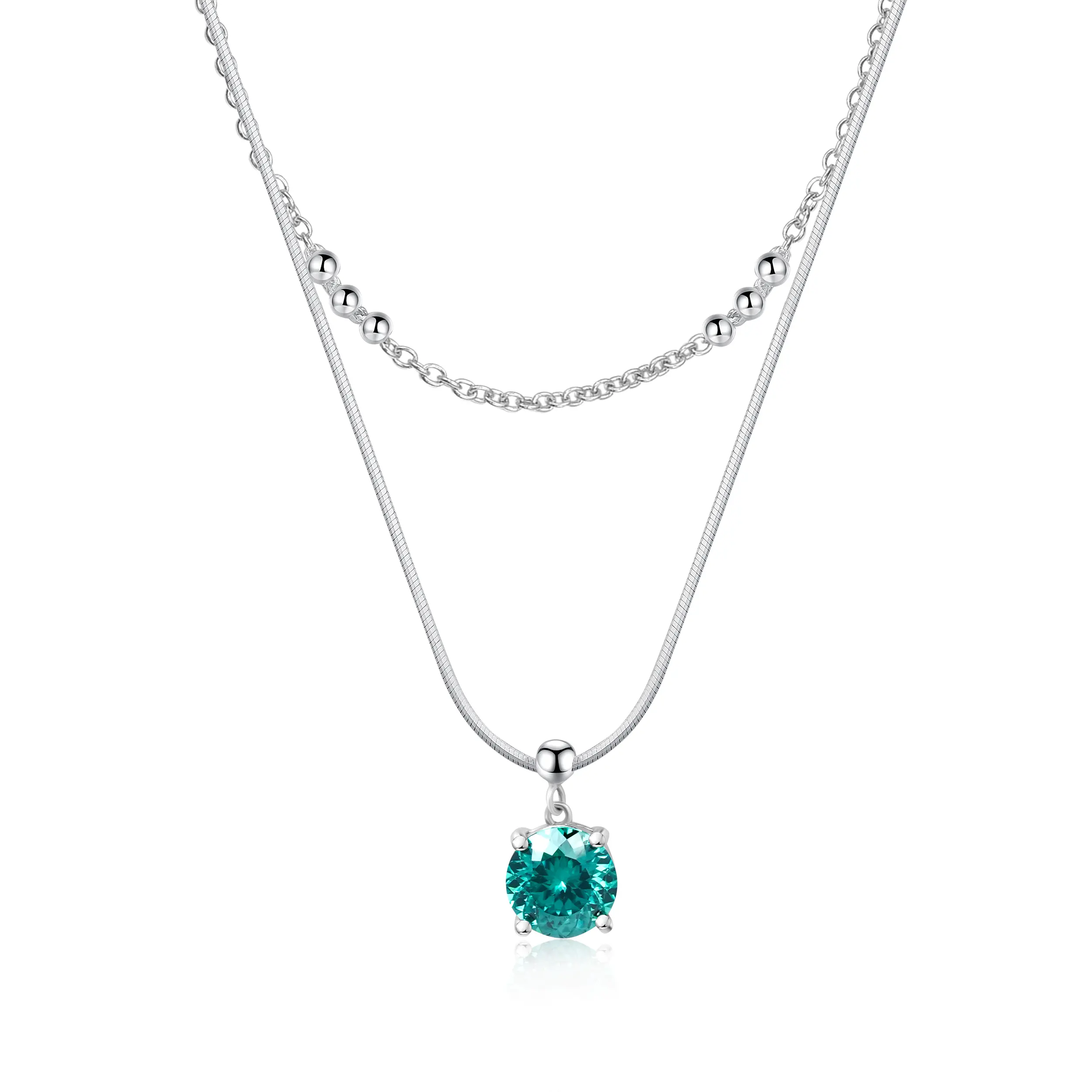 [#N017] Moonbeam Fine Jewelry 925 Moissanite 1 Carat "Green Dot" Moissanite Necklace For Women