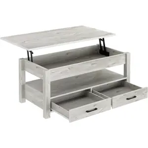 Coffee Table, Lift Top Coffee Table with Drawers and Hidden Compartment, Living Room Table with Wooden Lift Tabletop, for Living Room, GreyMultifunctional coffee table dual-purpose simple light luxury style living room home creative lifting coffee table
