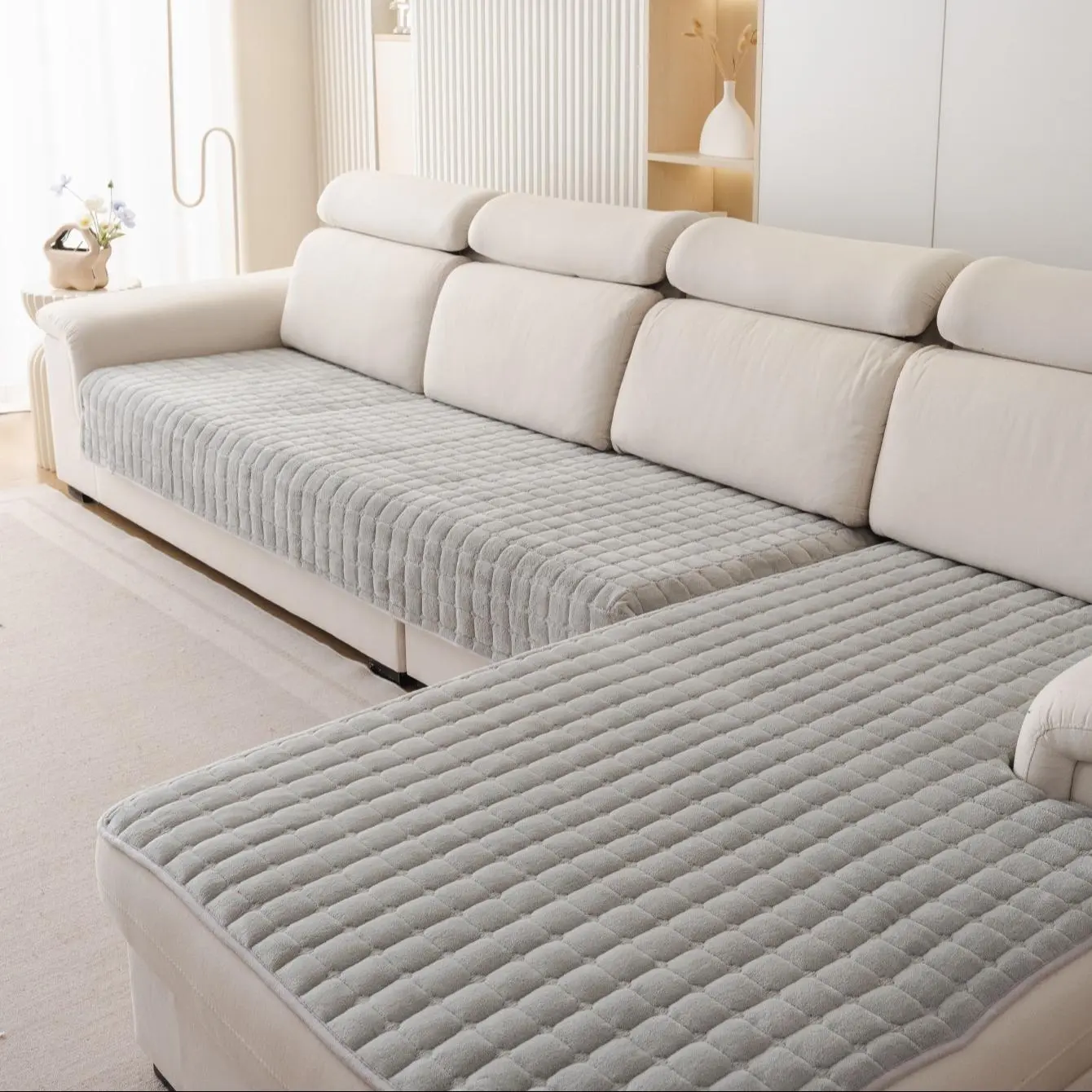 Solid Color Sofa Cover, 1 Count Durable, Sofa Protector for Home Living Room, Sofa Protector for 1-4 People, L-Shaped Sofa, Soft Sofa Protector, Couch Protectors, Couch Slipcover, Couch Covers