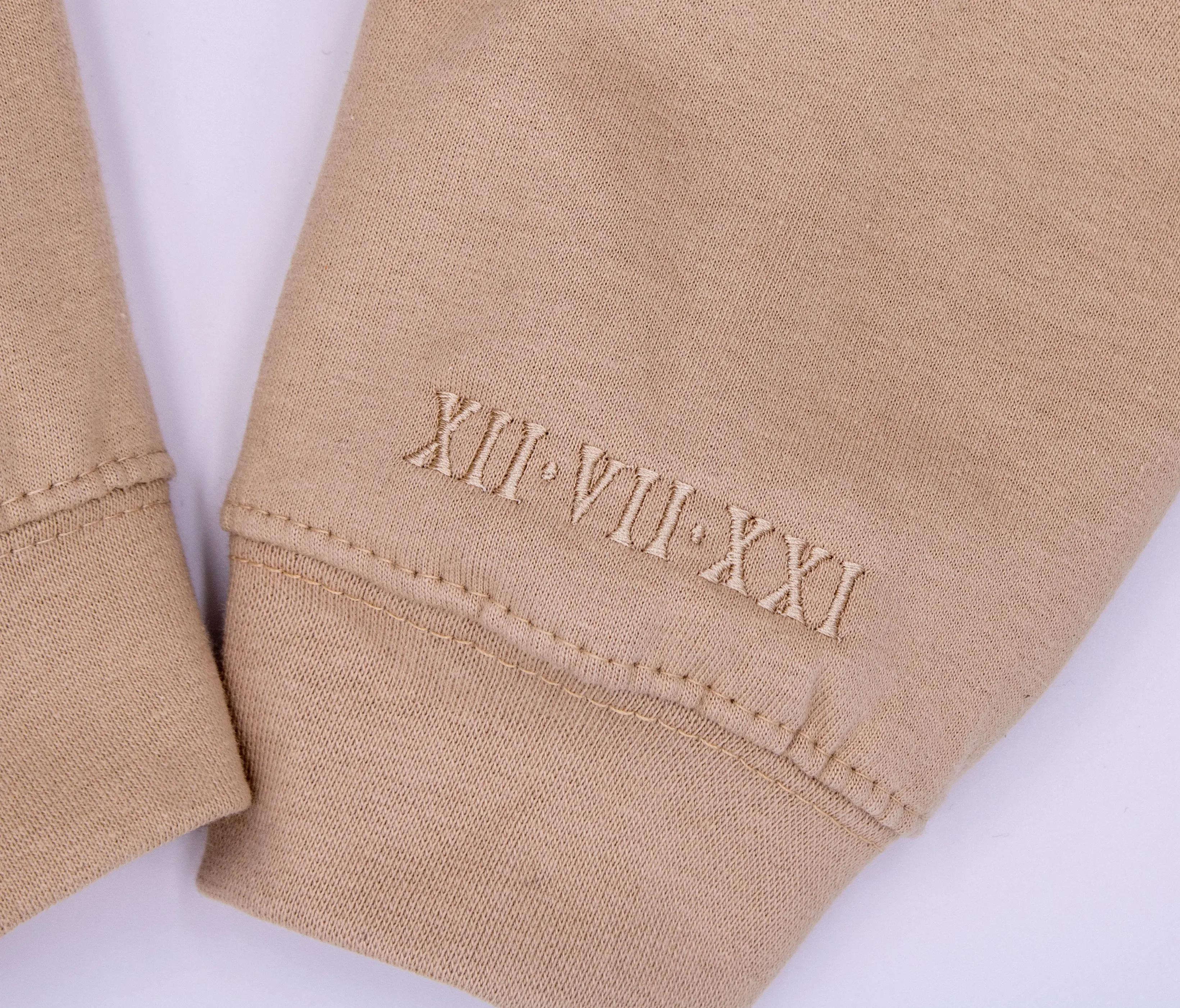 Embroidered Roman Numeral Hoodie with Date on Sleeve | Subtle Custom Couples Anniversary Sweatshirt | Personalized Date Hoodie