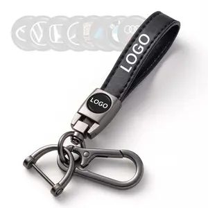 Leather Car Keychain Keyring with LOGO, Car Key Ring Key Chain,Car Key Fob Holder Car Key Lanyard