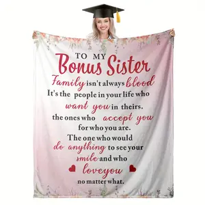 Floral and Heartfelt Design Throw Blanket 1 Count for Bonus Sister Gift for Birthday Holidays or Chosen Family Appreciation Warm Throw Blanket Featuring Non Blood Sisterhood Message Wrap Yourself in Love Acceptance and Unbreakable Bond 280GSM