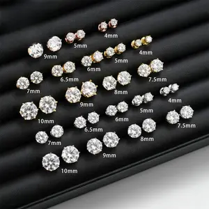 [ICE HUE] 18K Gold Plated S925 Sterling Silver 5A+ Moissanite Stud Earrings for Women Men, Hip Hop Luxury Jewelry, Classic Simple Sporty Style, Gift Idea, Unisex