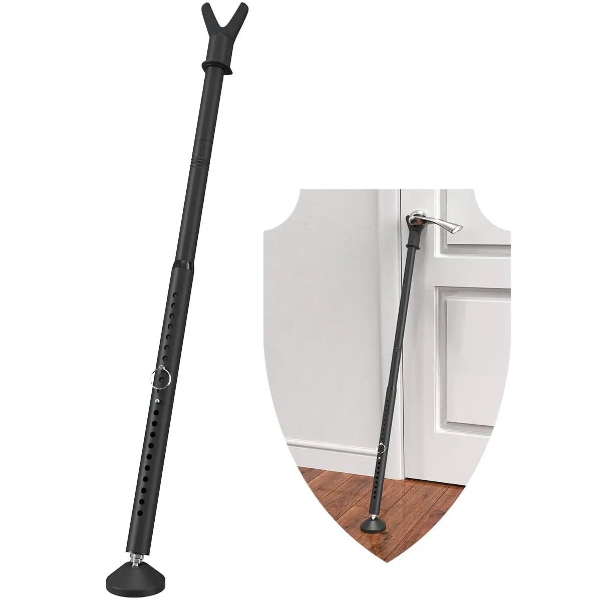 Door Stoppers Security Bar  3-in-1 Apartment Patio Sliding From Inside Adjustable Front & Window Barricade Stick For Home Safety Jammer Lock Protector Black