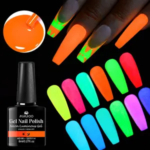 Msruioo 8ml Neon Luminous Gel Nail Polish, 12 Colors Flourescent Glow-in-dark Gel, Long Lasting Soak Off Uv Led Gel Semi Permanent Nail Supplies Manicure Varnish Design, Nail Art, French Tip Nails, Gelpolishset