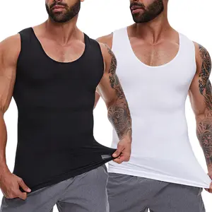 1/2/3/4 Pack Menswear Body Shaper Shapewear Compression Tummy Control Vest Comfy Stretchy Lightweight Workout Tank Top Fabric Breathable Undershirt Elastic Soft Polyester Clothes