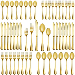 30 Pcs Gold Silverware Set Service for 6, Premium Stainless Steel Flatware Set, Cutlery Utensil Set, Durable Home Kitchen Eating Tableware Set