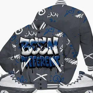 9 Flint Grey Outfits, Retro Flint Grey 9s Varsity Jacket, Drip Been Different Streetwear Unisex Sneaker Matching Shirts