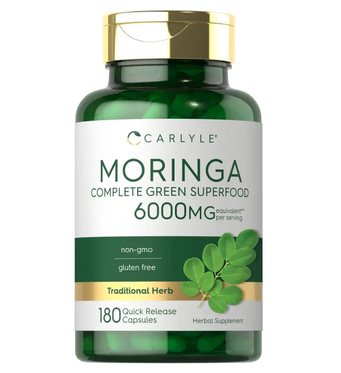 Carlyle Moringa Oleifera | 180 Capsules | Non-GMO and Gluten Free Supplement | Complete Green Superfood | from Moringa Leaf Powder