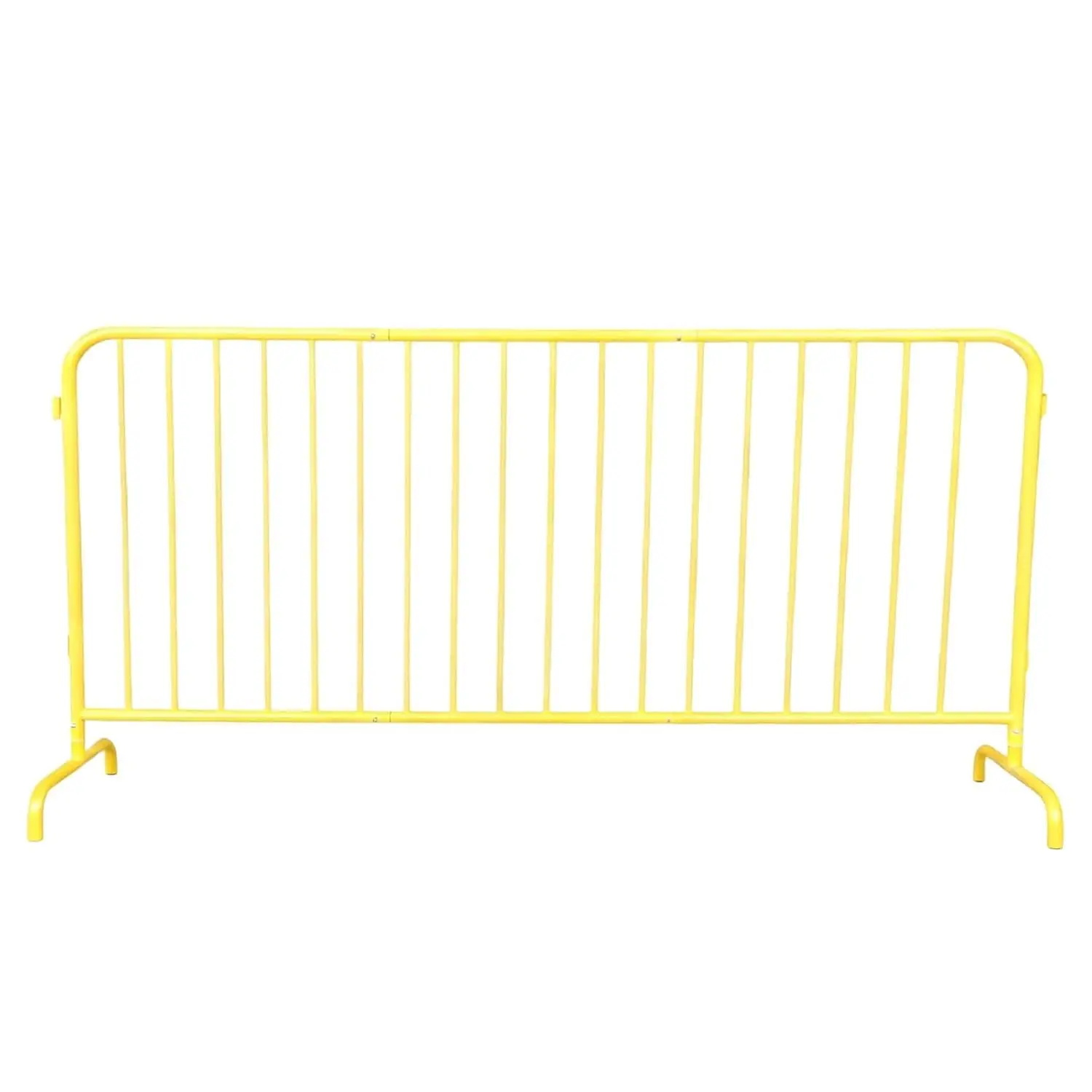 Heavy-Duty Interlocking Metal Barriers with Adjustable Base, Portable Road Blocking for Construction Sites, Concerts, Airports and Driveways, Set of 4 x 1.7m Units, Yellow and Brown