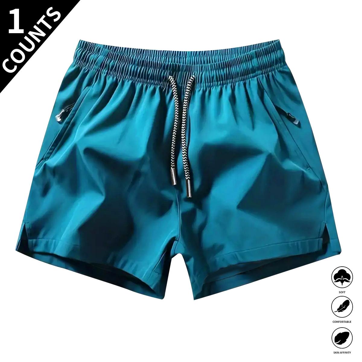 Men’s solid-color casual shorts with zippered pockets—fashionable summer drawstring athletic shorts suitable for gym workouts and outdoor wear. Men’s solid-color casual shorts with zippered pockets—fashionable summer drawstring athletic shorts suitable fo