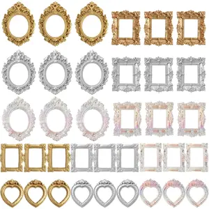 36PCS Mini Picture Frames Vintage - Mini Gold Frames Vintage, Small Picture Frame, Small Antique Frame for Crafts Photos Wall Collages Tabletop Jewelry Display Holiday Party Home Decor