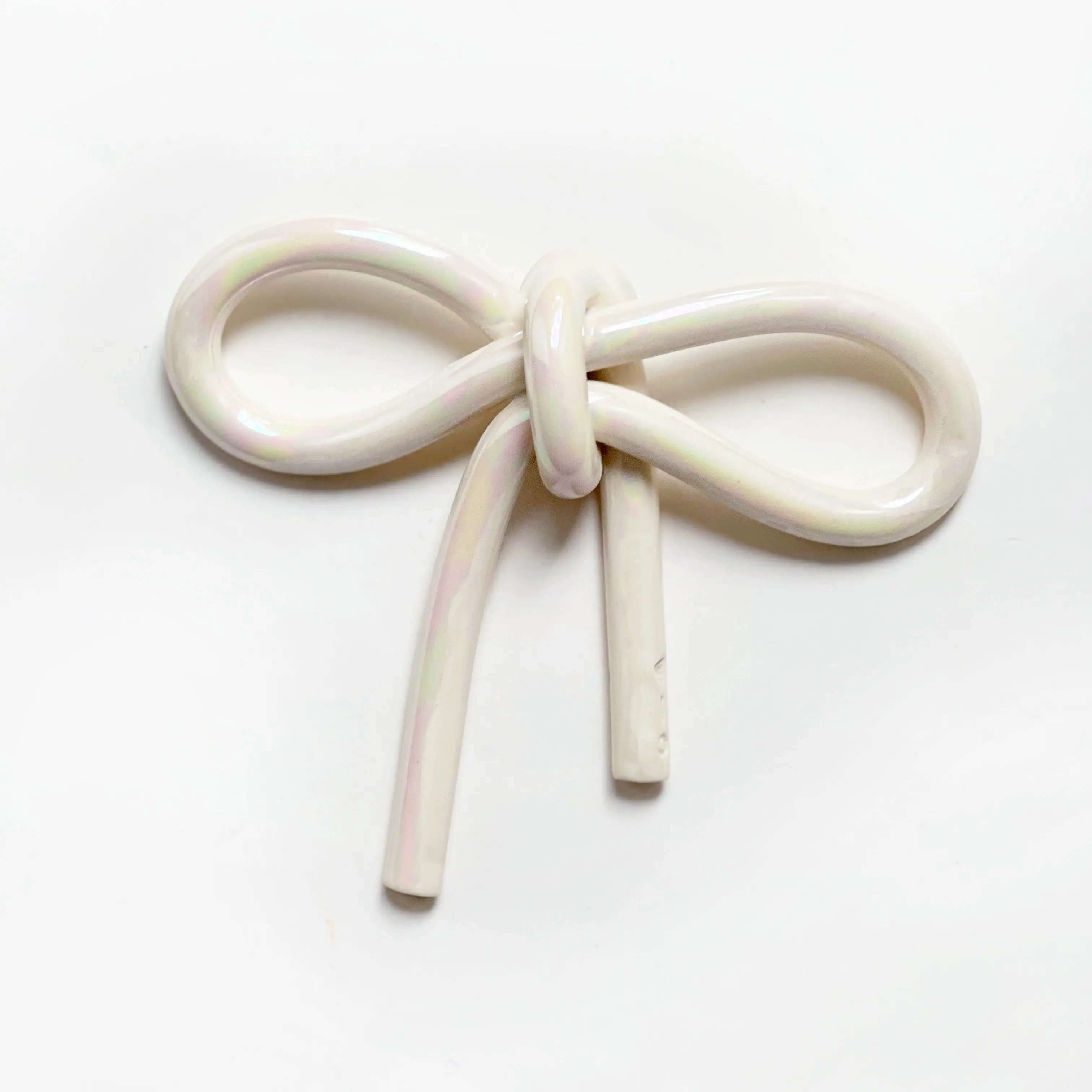 Clay Object 91 - Large Pearl Handmade ceramics Bow Wall Hanging