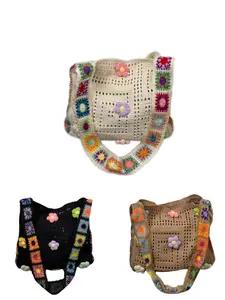 Women's Fashionable Flower Pattern Crochet Crossbody Bag, Casual Versatile Shoulder Bag for Daily Used, Trendy All-match Bag for Commuters and Students, Crossbody Shoulder Bags
