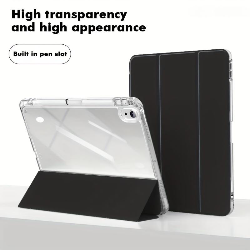 Solid color iPad tri-fold high-transparency integrated pen slot protective case, suitable for Samsung tablets, iPad mini, iPad Air, iPad Pro/iPad 10th generation, 11th generation and other series of iPad foldable protective cases