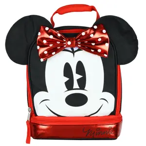 Minnie Mouse Lunch Box Minnie3D Metallic Design Dual Compartment Insulated Lunch Bag Tote