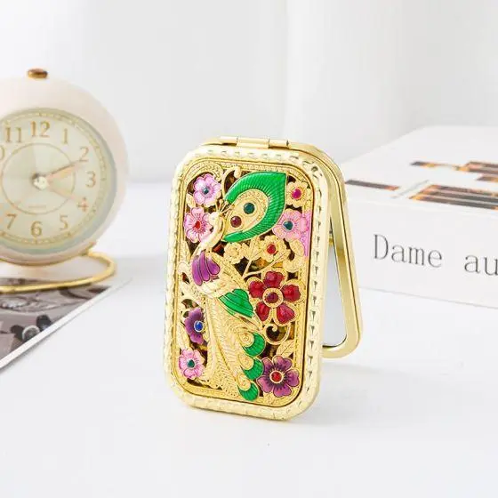A Gold peacock lifts its head