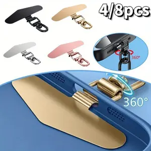 Set of 4 Stainless Steel Phone Cellphone Anti-Loss Lanyard Clips, 360° Rotating, Metal Pad Ring, Durable Safety Connector, for Smartphone Straps, Smartphone Accessories