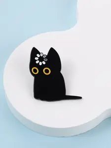 Black Cat Spinning Loading Enamel Pins Humor Cartoon Cat Brain Thinking Animal Brooches High Quality Durable Alloy Pins Backpack Lapel Badge Funny Jewelry Gift for Friends Accessories