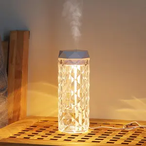 LumaHUb, Mini Air Humidifier with Night Light Lamp, Portable Humidifier for Home and Car, Portable Humidifiers, Acrylic Crystal Diamond Night Light, USB Mini Humidifier