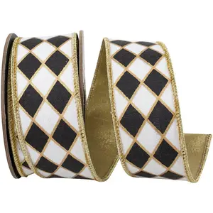 1-1/2 Inch Diamond Elite Metallic Outline Deluxe Wired Edge Ribbon