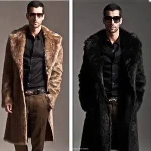 Autumn Winter Fuzzy Coat Warm Long Furry Coat Faux Fur Coat Men Loose Long Faux Fur Coat